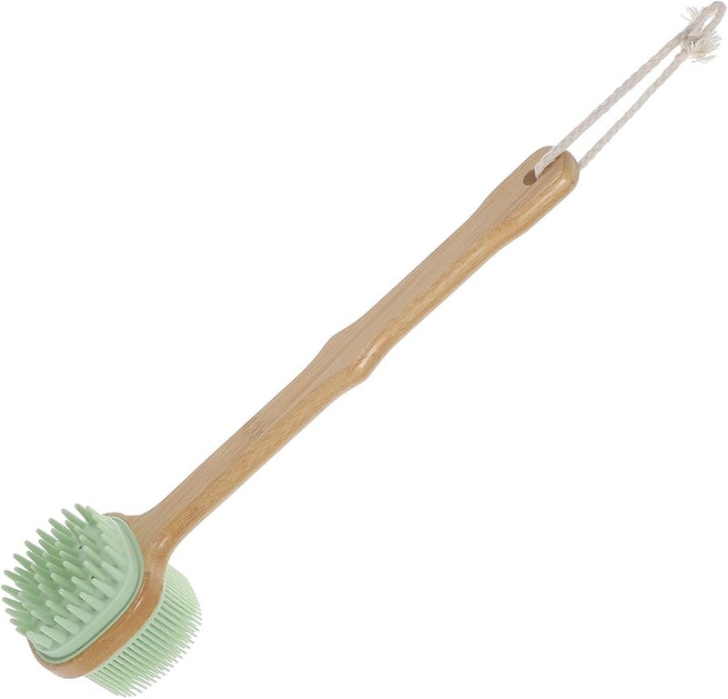 Soft Dual Sided Silicone Back Scrubber With Long Handle And Hanging Rope - Image 1